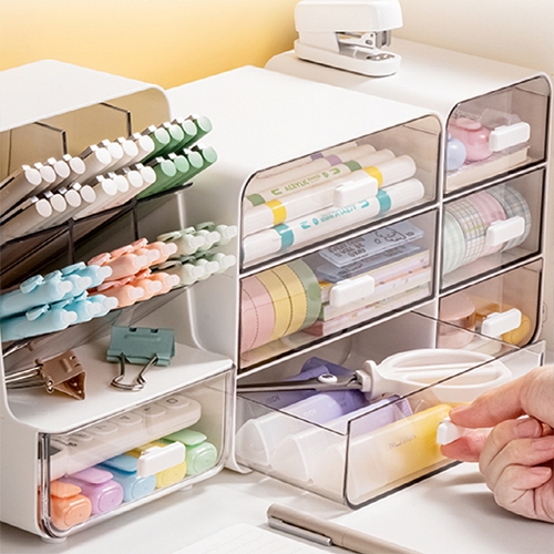 [델리] PK137 데스크 라운드 3단 수납 서랍장 중형