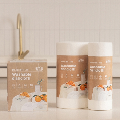 [홈크린] 빨아쓰는 레이온 다용도 행주 롤타입 50매