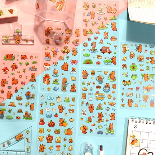 [아트필드] 카피바라 PET 스티커 6매