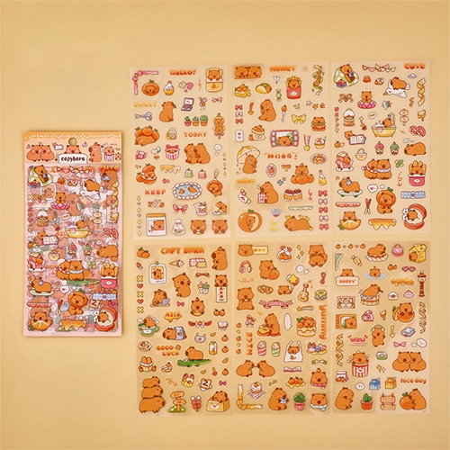 [아트필드] 카피바라 PET 스티커 6매