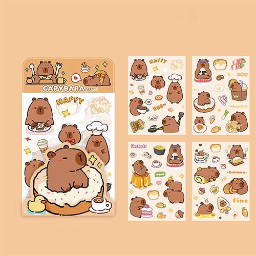 [아트필드] 해피 카피바라 투명 스티커 4매