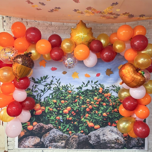 [파티붕붕] 풍성한 축복 아치 풍선세트 / 가을 단풍놀이 오렌지데이 풍선 교회 추수감사절 데코 장식