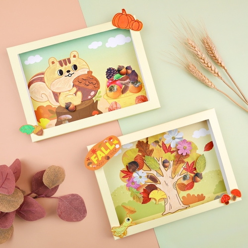 [오늘놀이] 가을 열매 입체 팝업 액자 만들기(도안 4장/꾸미기 스티커 포함/KC인증)