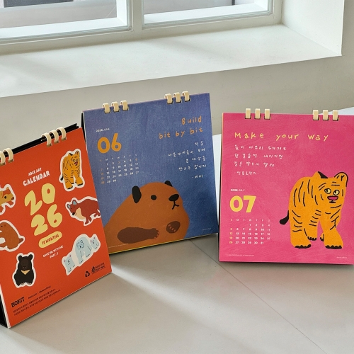보킷 2026달력 친환경 캘린더 탁상달력 종이링 멸종위기동물