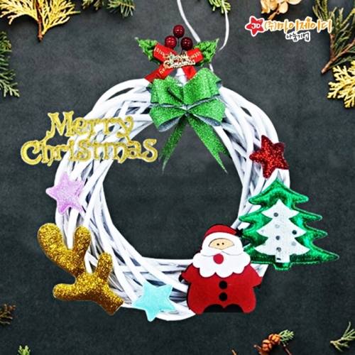 DIY 만들기 꾸미기 계절활동 크리스마스 미니인형꾸미기 우드 리스 만들기 풀세트