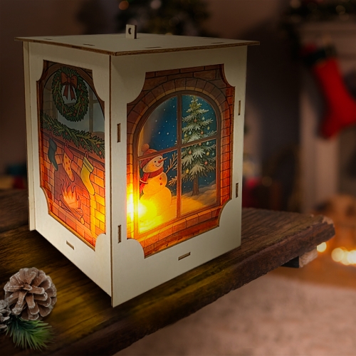 [탑키드] 크리스마스 불멍 우드 LED 장식 조명 무드등 만들기(약11 x 10.5 x 15.4cm)