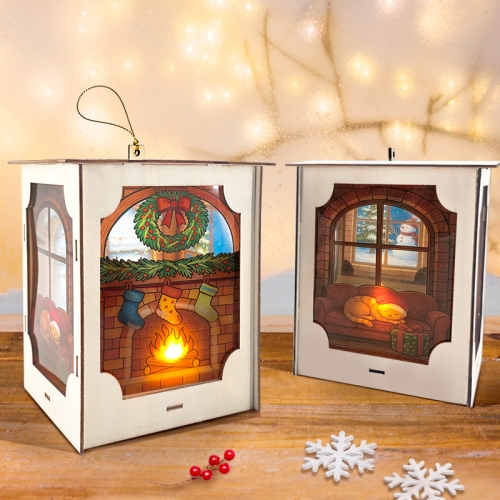 [탑키드] 크리스마스 불멍 우드 LED 장식 조명 무드등 만들기(약11 x 10.5 x 15.4cm)