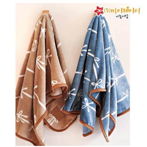 따뜻한 담요 무릎담요 크리스마스 선물 극세사담요 리본라인 담요(4색)