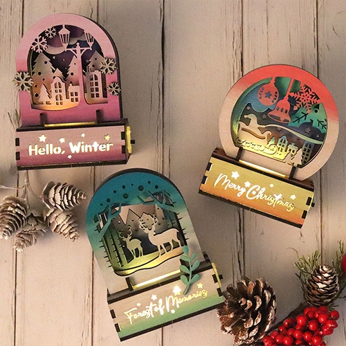 [아이디몬] 우드 DIY 무드등 겨울 (LED 포함)