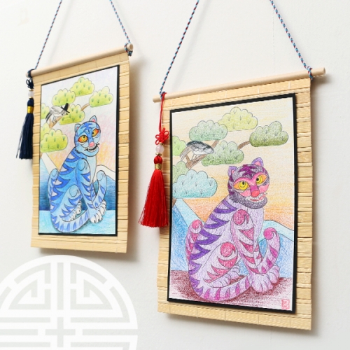 까치와 호랑이(미니 민화족자)1개