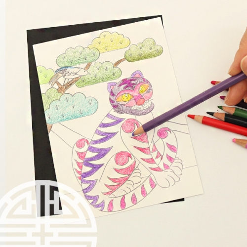 까치와 호랑이(미니 민화족자)1개