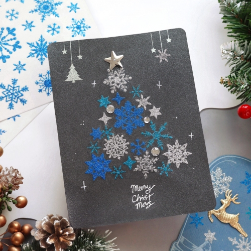 글리터 눈꽃 스티커 3color_9p