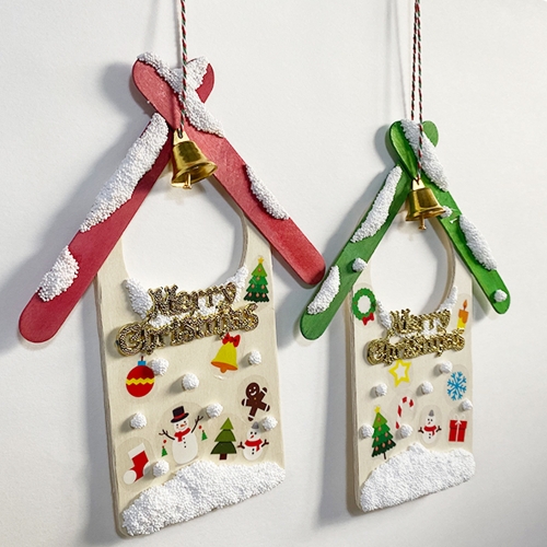 크리스마스장식 눈쌓인 방문걸이 오너먼트만들기