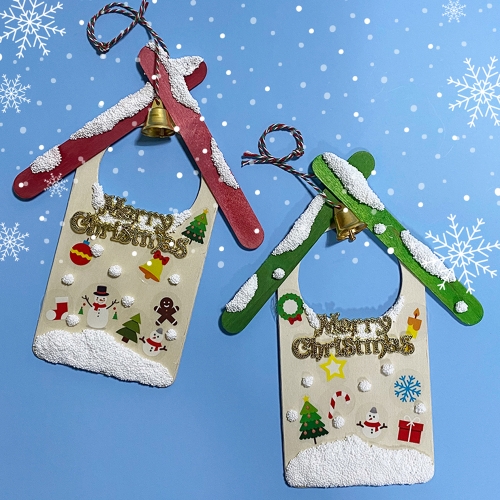 크리스마스장식 눈쌓인 방문걸이 오너먼트만들기