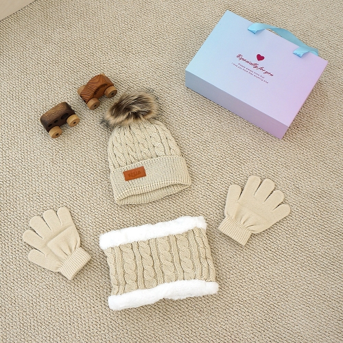 키저스 아기 유아 겨울 방한모자 넥워머 장갑 3종 기프트 목도리 선물세트