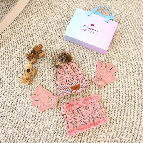 키저스 아기 유아 겨울 방한모자 넥워머 장갑 3종 기프트 목도리 선물세트