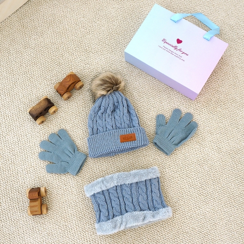 키저스 아기 유아 겨울 방한모자 넥워머 장갑 3종 기프트 목도리 선물세트