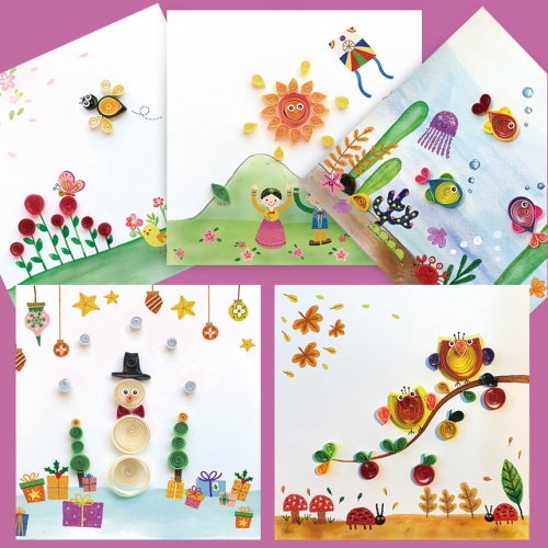 페이퍼 퀼링 유아 만들기 키트 도안포함 유치원 / 어린이집 미술 활동 재료