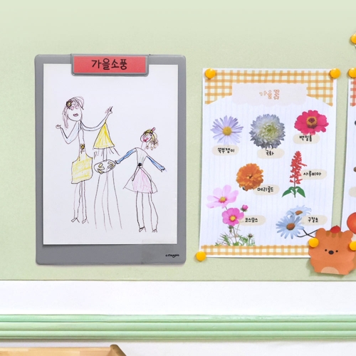 [마그피아] 차트 자석 클립 보드 A4 그레이 블랙