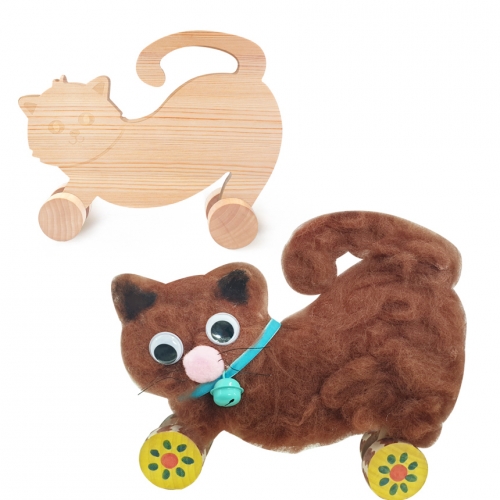 굴러가는 산책 고양이 유치원 방과후 원목 양모 펠트 장난감 만들기 세트