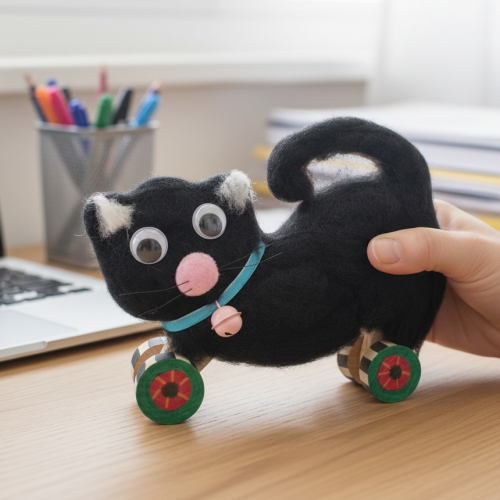 굴러가는 산책 고양이 유치원 방과후 원목 양모 펠트 장난감 만들기 세트