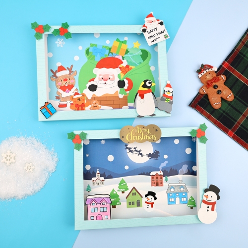 [오늘놀이] 겨울 풍경 입체 팝업 액자 만들기(도안 4장/꾸미기 스티커 포함/KC인증)