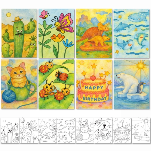 창의 쑥쑥 아트 플레이_종이물감 컬러링_8종 중 택1