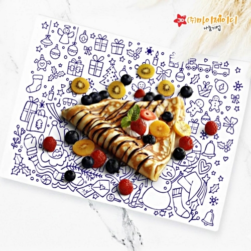 메리크리스마스 선물 답례품 홈파티 항균 플레이팅 강화 유리 도마 드로잉 크리스마스-대