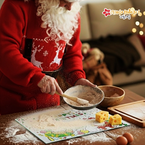 메리크리스마스 선물 답례품 홈파티 항균 플레이팅 강화 유리 도마 드로잉 크리스마스-소