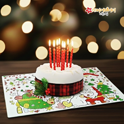 메리크리스마스 선물 답례품 홈파티 항균 플레이팅 강화 유리 도마 드로잉 크리스마스-소