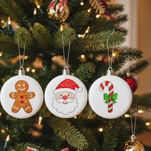 메이크문구 그리기오너먼트 원형 7.5cm 흰색