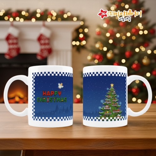 메리 크리스마스 선물 고급 본차이나 머그 재미있는 픽셀 크리스마스 머그컵