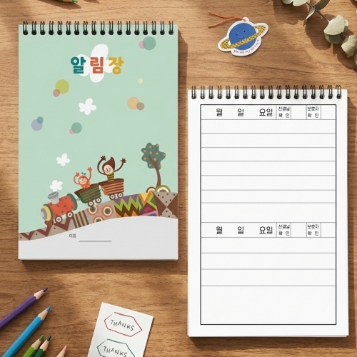 알림장/ 기차타는 아이 (32절)-유치원 어린이집 준비물 노트 전달장