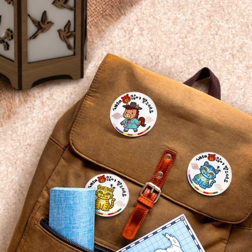 [탑키드] 전통 민화 새해 복 뱃지 꾸미기(투명 스티커 포함)