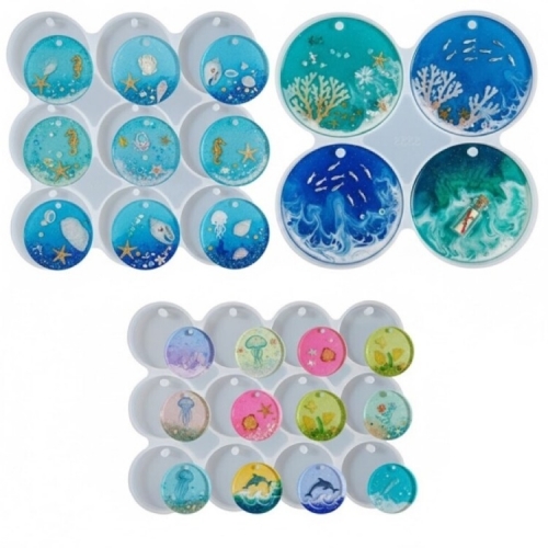 DIY 레진아트 비누공예 석고 방향제용 실리콘몰드 심플라운드 팬던트 고리형 몰드 3종 선택