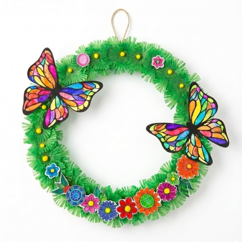 꽃나비 리스만들기 diy 키트 유치원 어린이집 미술수업(1인용,10인용)