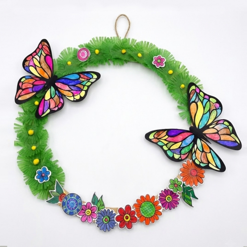 꽃나비 리스만들기 diy 키트 유치원 어린이집 미술수업(1인용,10인용)