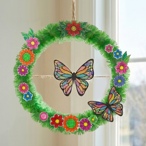 꽃나비 리스만들기 diy 키트 유치원 어린이집 미술수업(1인용,10인용)