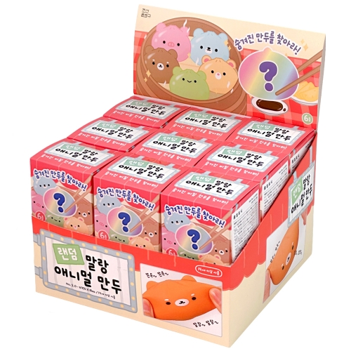 랜덤 말랑 애니멀 만두 말랑이 스퀴시 주물럭 (18개)