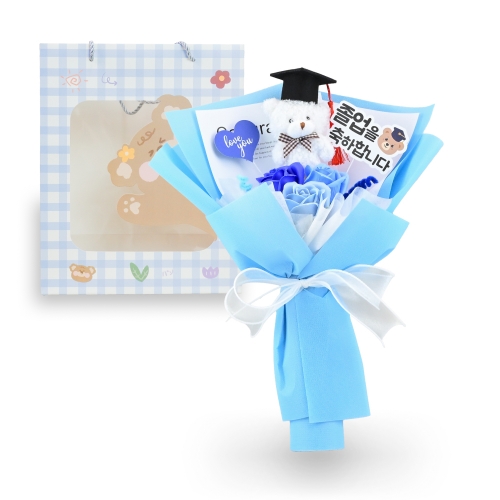 토이토 곰돌이 인형 비누꽃 졸업식 꽃다발 종이가방 조화 졸업 선물 세트