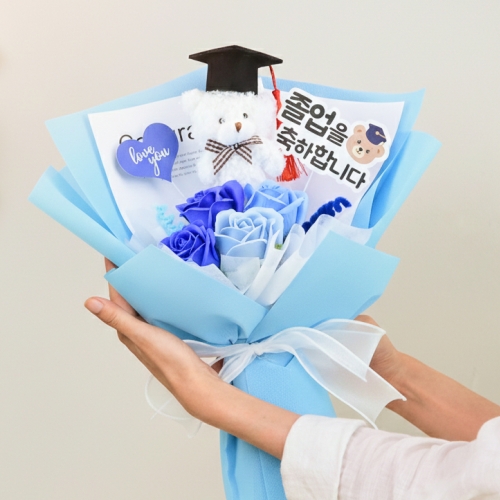 토이토 곰돌이 인형 비누꽃 졸업식 꽃다발 종이가방 조화 졸업 선물 세트