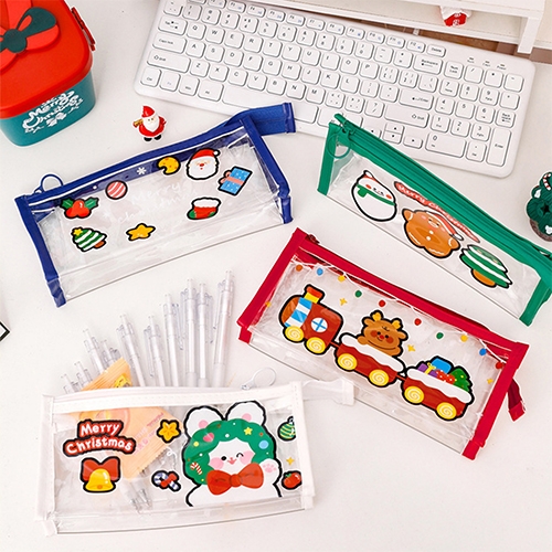 [아트필드] 크리스마스 대용량 투명 필통