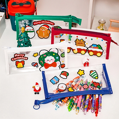 [아트필드] 크리스마스 대용량 투명 필통