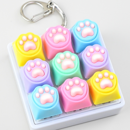 고양이 젤리 9구 키캡 딸깍이 키링 발바닥 키보드 열쇠고리 피젯토이