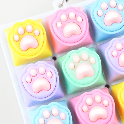 고양이 젤리 9구 키캡 딸깍이 키링 발바닥 키보드 열쇠고리 피젯토이