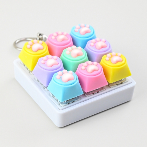 고양이 젤리 9구 키캡 딸깍이 키링 발바닥 키보드 열쇠고리 피젯토이