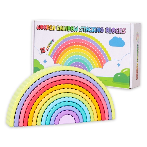 토이토 레인보우 원목 스태킹 블럭 창의 만들기 놀이 블록 컵 쌓기