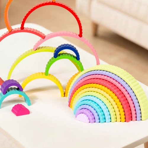 토이토 레인보우 원목 스태킹 블럭 창의 만들기 놀이 블록 컵 쌓기