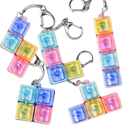 LED 글리터 테트리스 키캡 딸깍이 키링 세트 키보드 열쇠고리 피젯토이