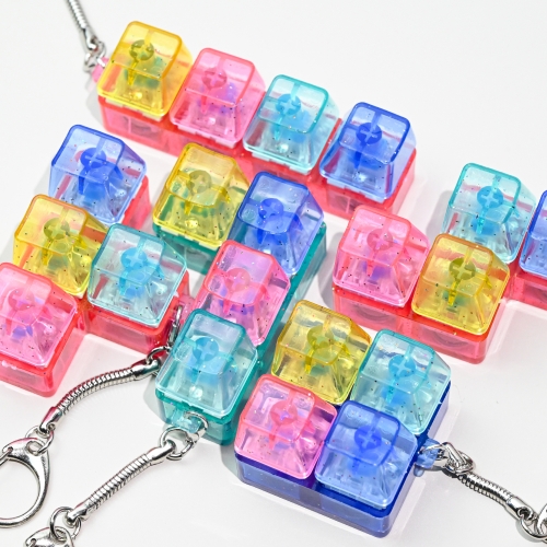 LED 글리터 테트리스 키캡 딸깍이 키링 세트 키보드 열쇠고리 피젯토이